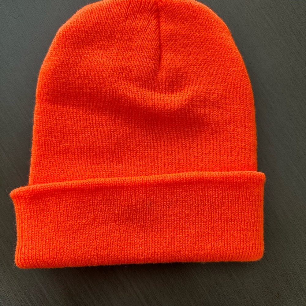 Bright orange winter beanie hat